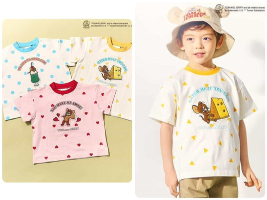 Japanese children's clothing apres les cours × Tom and Jerry fur pattern top 80-130cm boys/girls summer TOPS