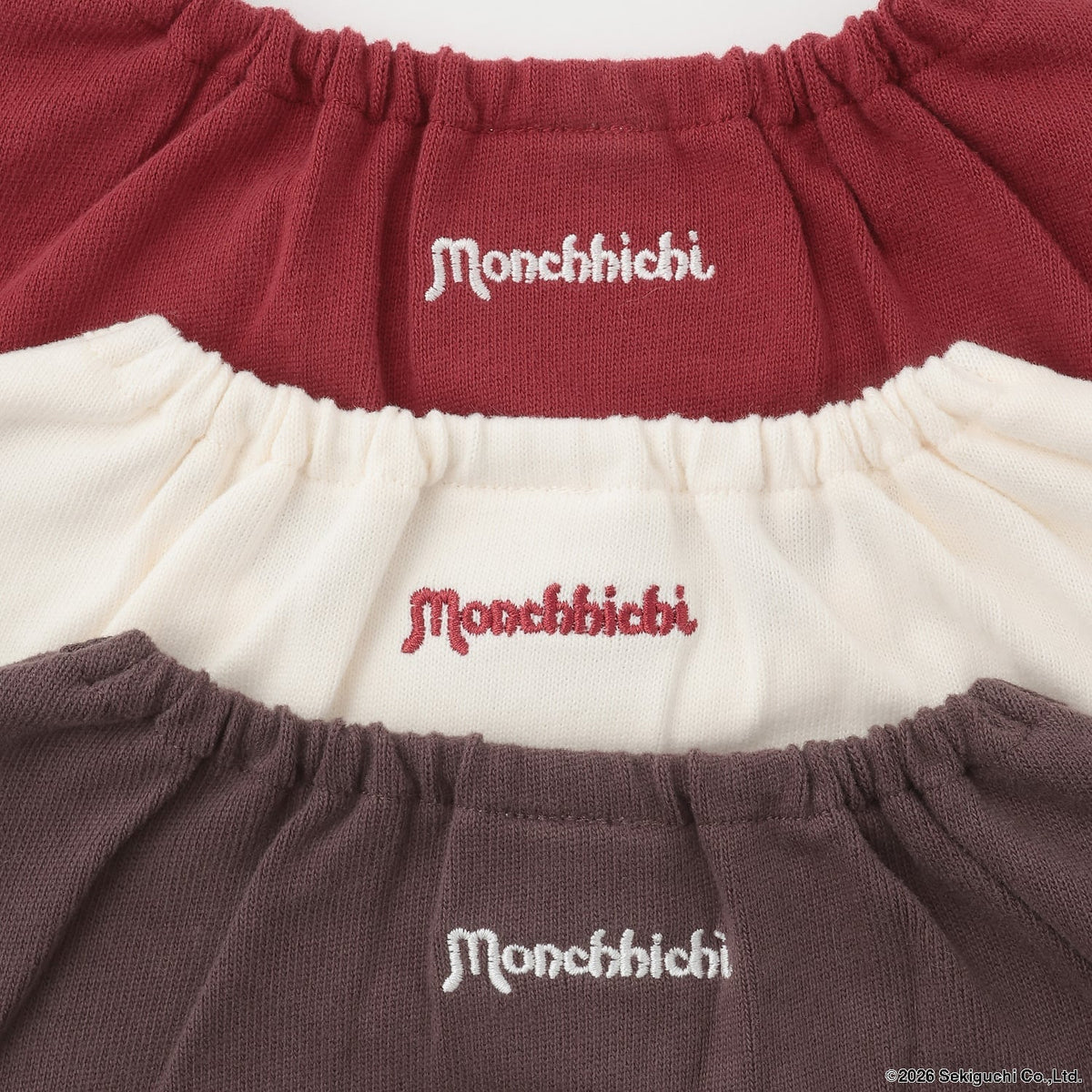 日本童裝 pe#main x Monchhichi 毛毛刺繡圖案上衣 80-130cm 女童款 秋季 TOPS 聖誕紅/新年紅