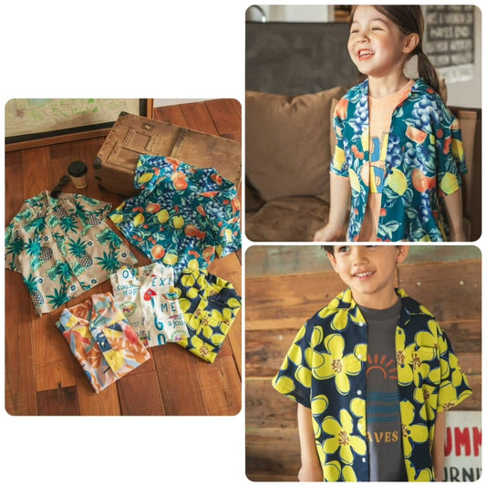 Japanese children's clothing BREEZE quick-drying vacation style shirt 80-140cm boys/girls summer TOPS 