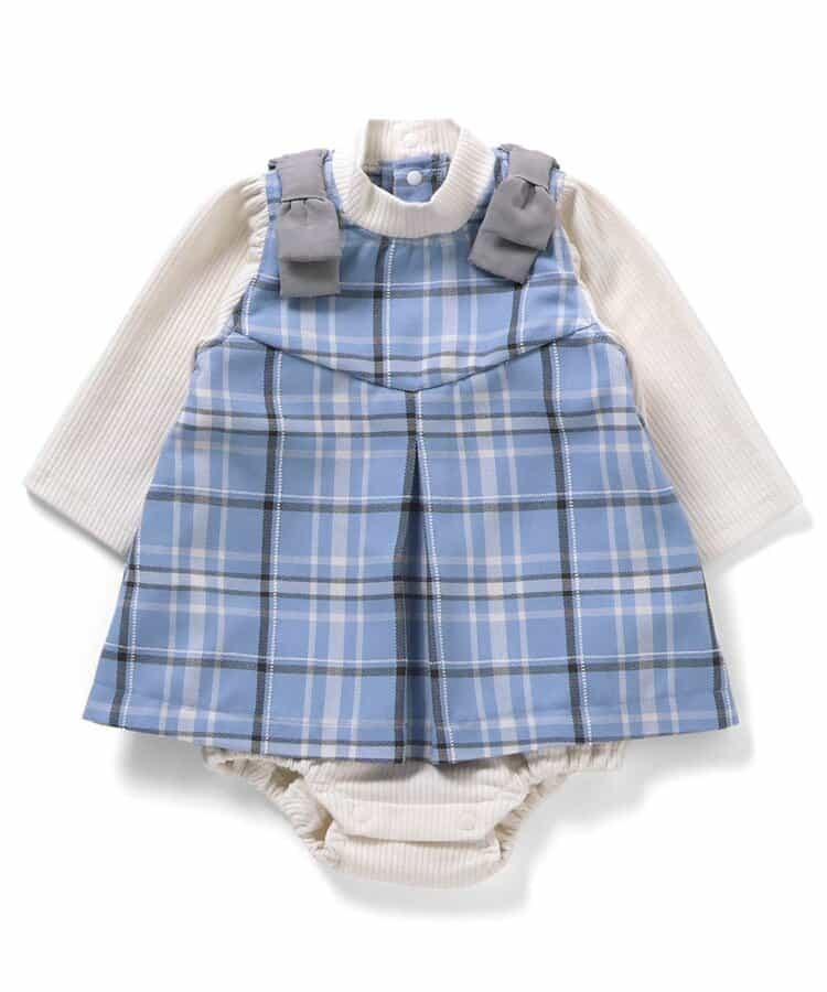 日本童裝 apres les cours 格仔連衣 70-80cm 女童款 冬季 Jumpsuit 聖誕紅/新年紅