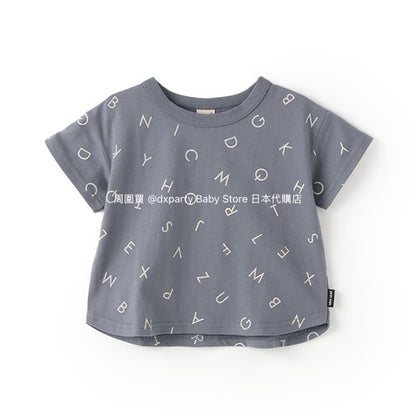 Japanese children's clothing pe#main contact cool print top 80-130cm boys/girls summer TOPS 
