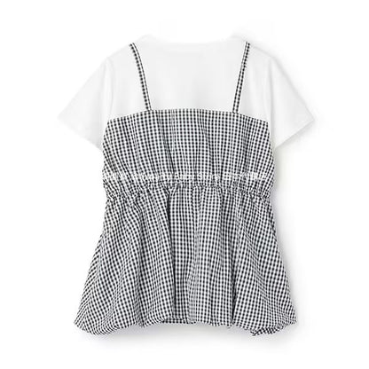 Lovetoxic Japanese children's clothing fake two-piece top 140-160cm girls summer TOPS 