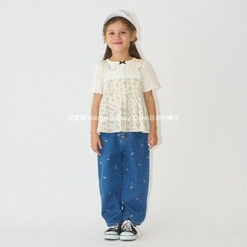 Japanese children's clothing Ly# mine ruffled camisole top 100-150cm girls summer TOPS 