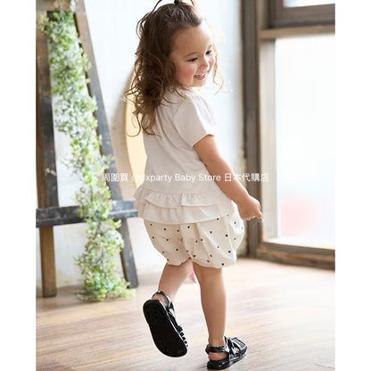 Japanese children's clothing pe#main amphibious quick-drying embroidered top 80-130cm girls summer TOPS summer swimsuit special edition 