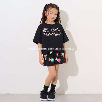 Japanese children's clothing X-girl Stages painted logo top 80-140cm girls summer TOPS