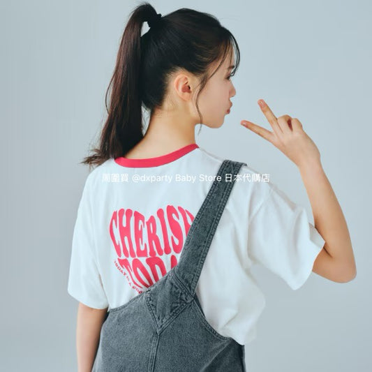 Lovetoxic Japanese children's clothing heart-shaped letter print top 140-170cm girls summer TOPS 