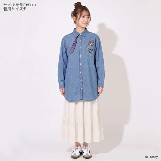 日本童裝 BDL x Disney 親子裝 牛仔襯衫 Free Size 大人款 秋季 TOPS