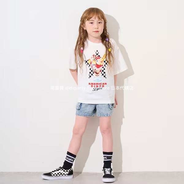 Japanese children's clothing X-girl Stages ice cream print top 80-140cm girls summer TOPS 