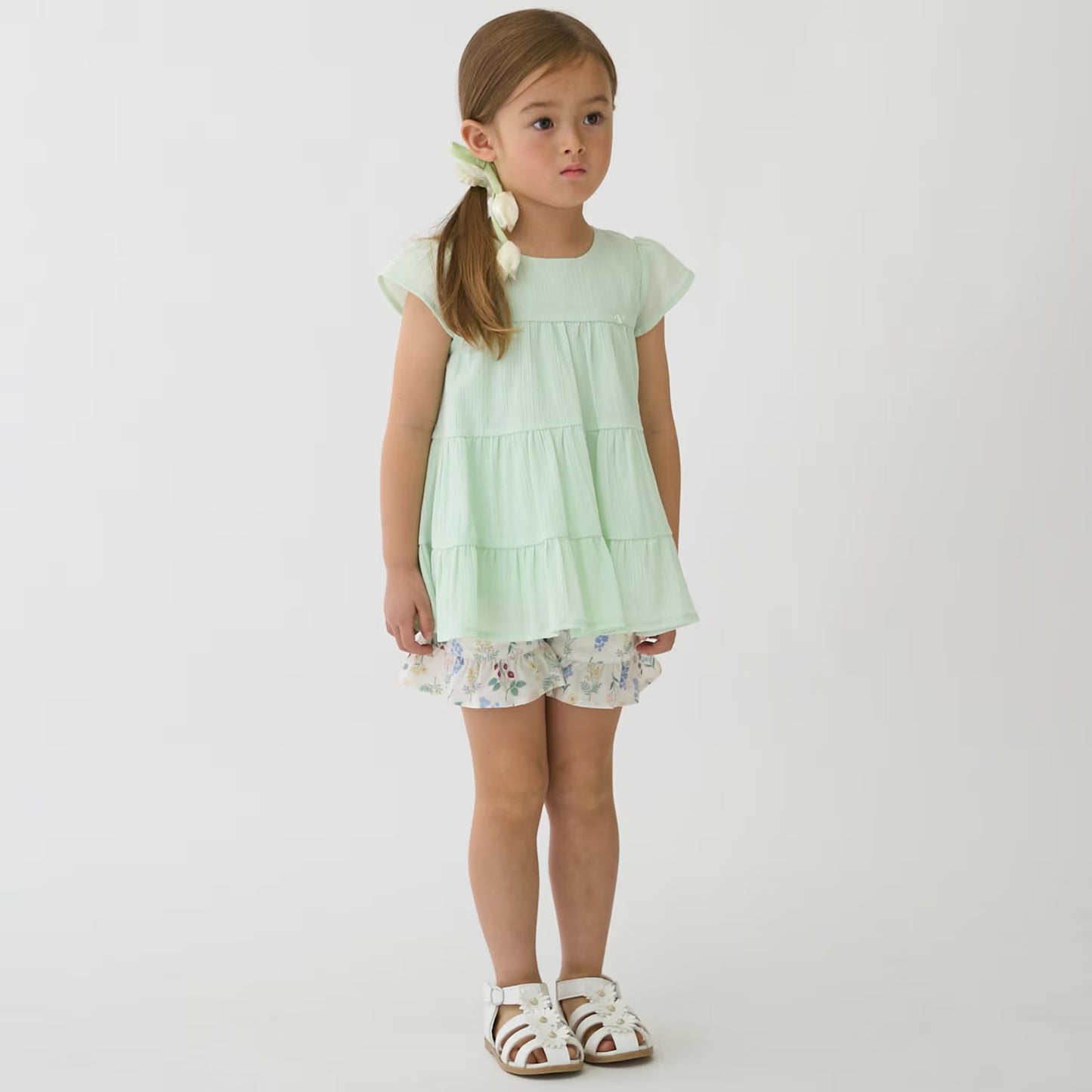 日本童裝 pe#main 接觸冷感 楊柳裙邊長衫 80-130cm 女童款 夏季 TOPS