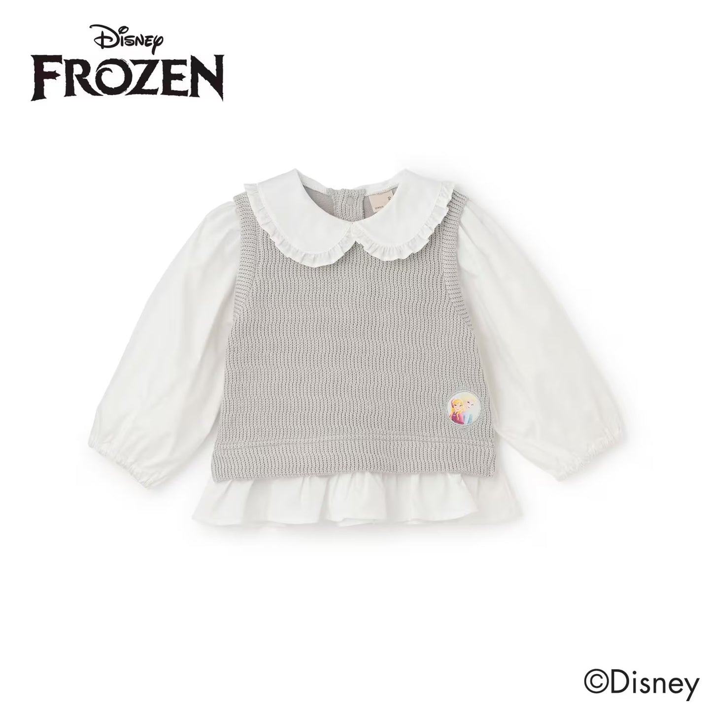 日本童裝 pe#main x Disney Frozen假兩件上衣 80-130cm 女童款 冬季 TOPS
