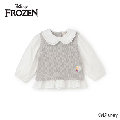 日本童裝 pe#main x Disney Frozen假兩件上衣 80-130cm 女童款 冬季 TOPS