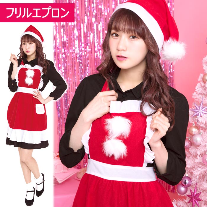 日本直送 圍裙及帽套裝  Free Size 大人款 Christmas 聖誕服裝/飾物配件 聖誕快樂特輯