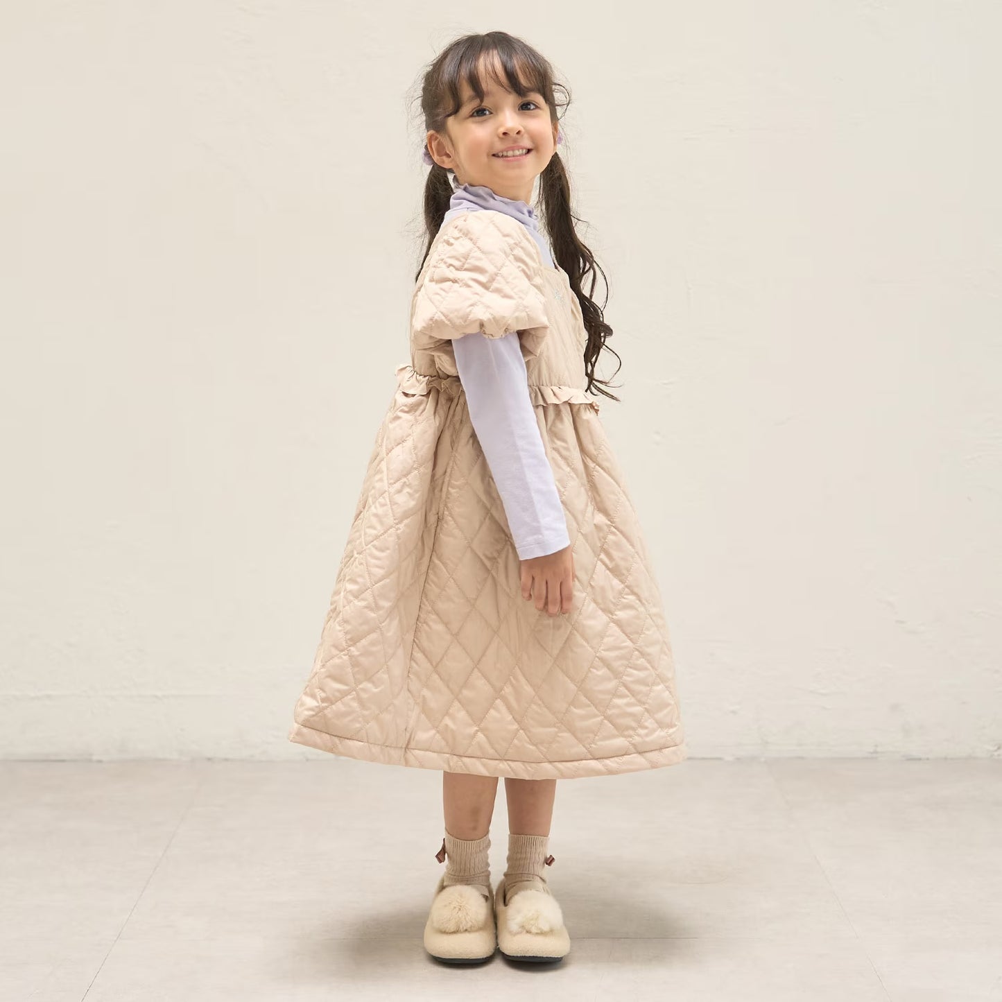 日本童裝 Ly# mine 絎縫夾棉蓬蓬連身裙 100-150cm 女童款 冬季 DRESSES