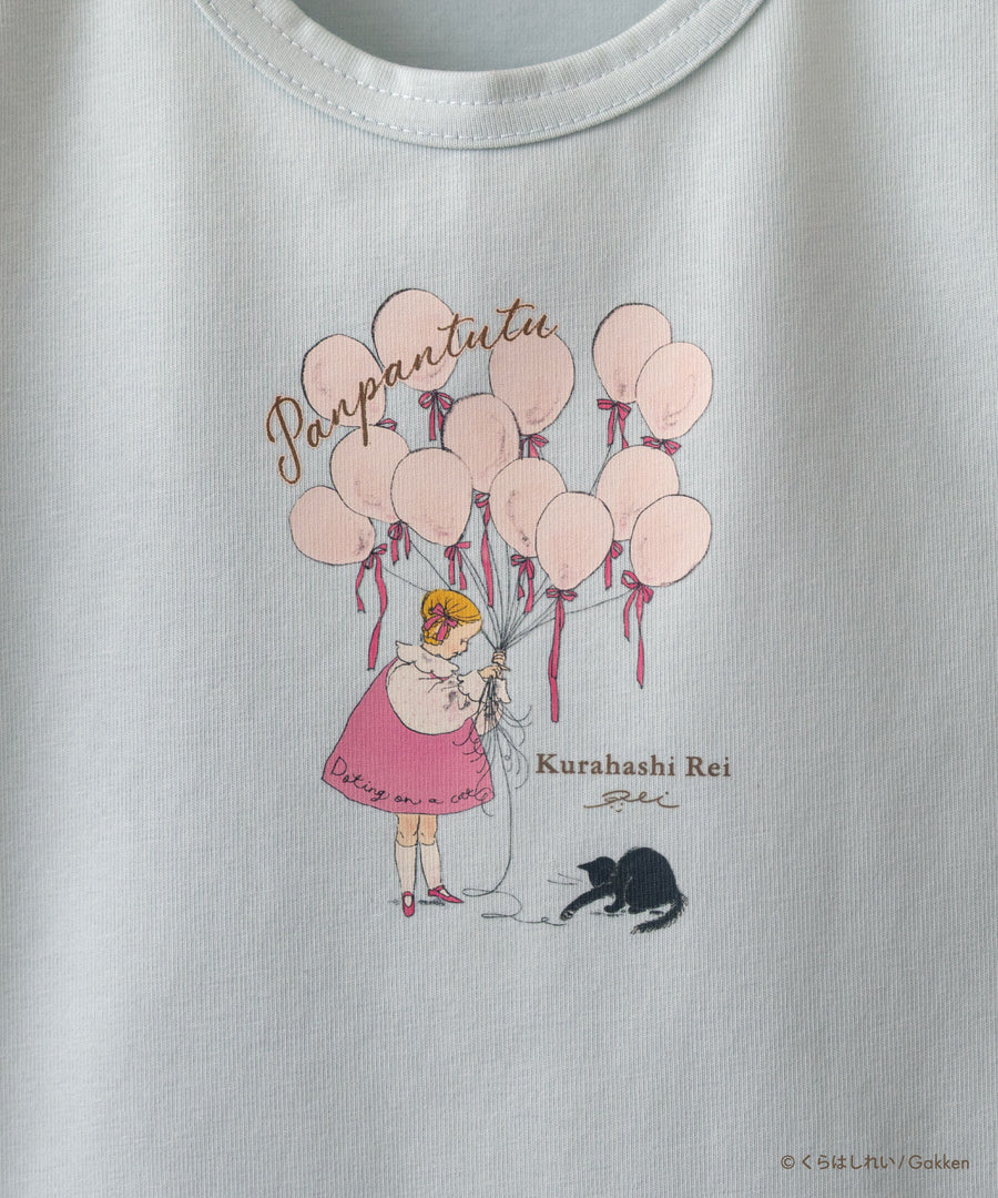 日本童裝 panpantutu x 插畫家倉橋玲 防UV 接觸冷感 抗菌 印花上衣 80-140cm 女童款 夏季 TOPS