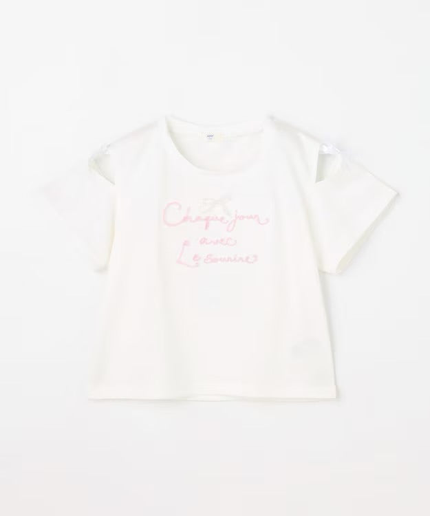 日本童裝 aF#a325 露肩刺繡上衣 110-160cm 女童款 夏季 TOPS