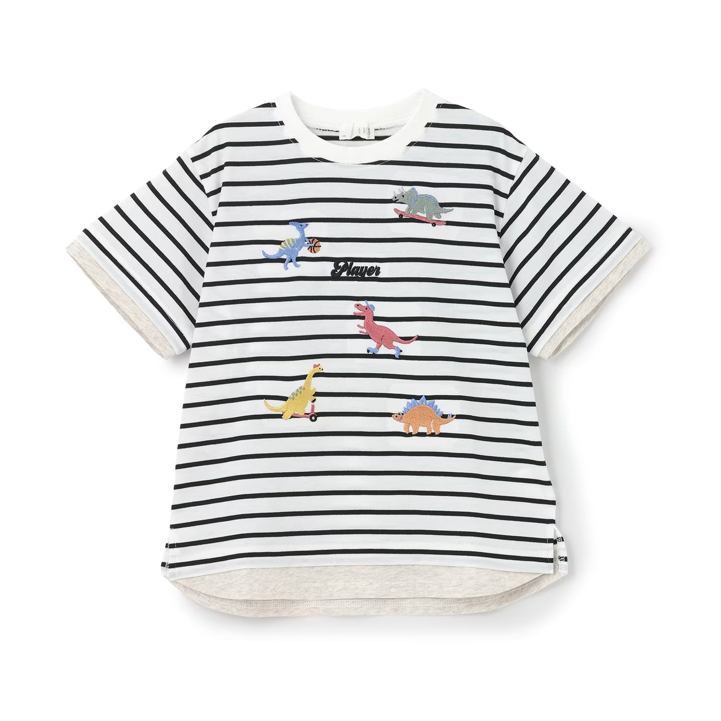 日本童裝 b・R# 假兩件刺繡圖案上衣 90-140cm 男童款 夏季 TOPS