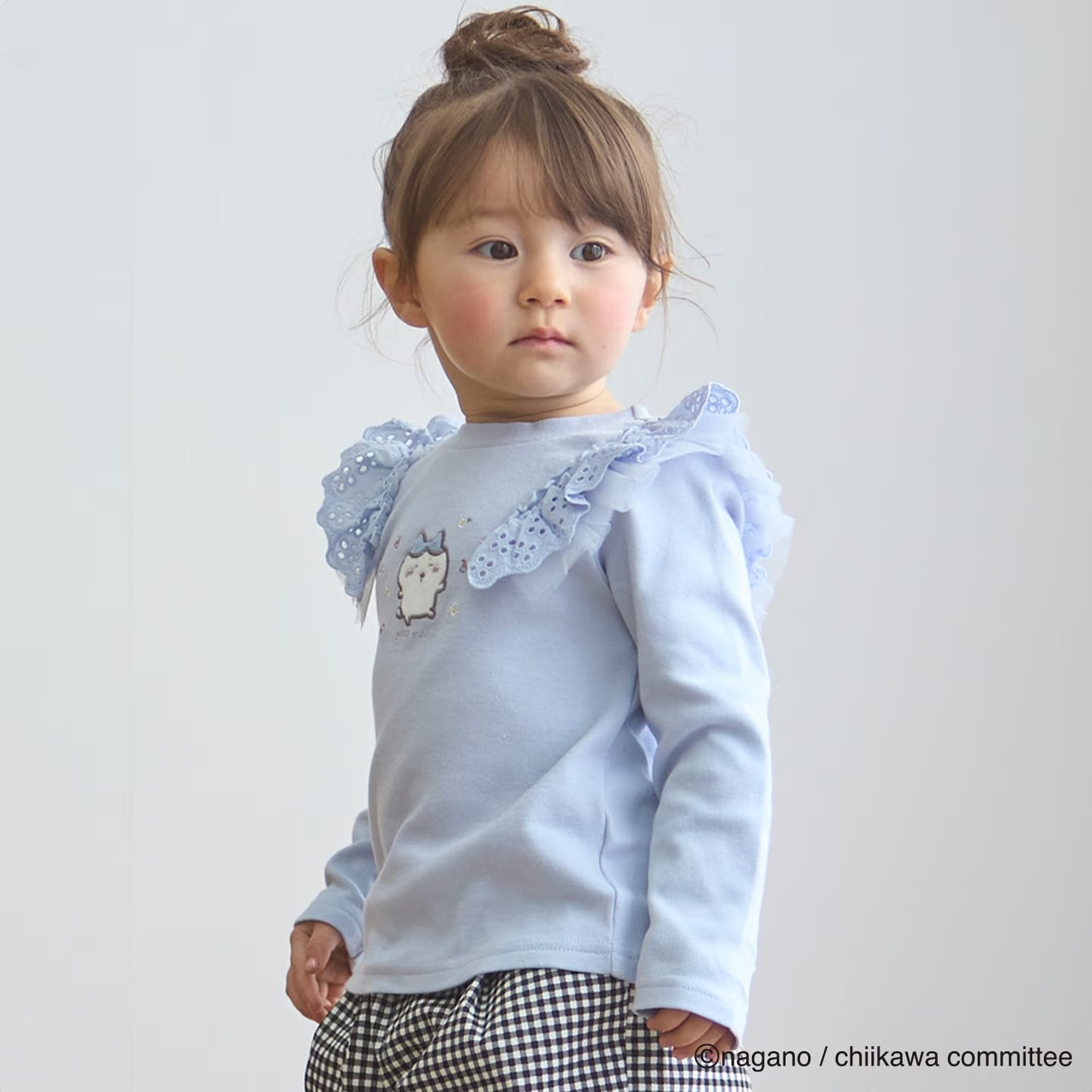 日本童裝 pe#main x Chiikawa 蕾絲肩袖上衣 80-130cm 女童款 夏季 TOPS