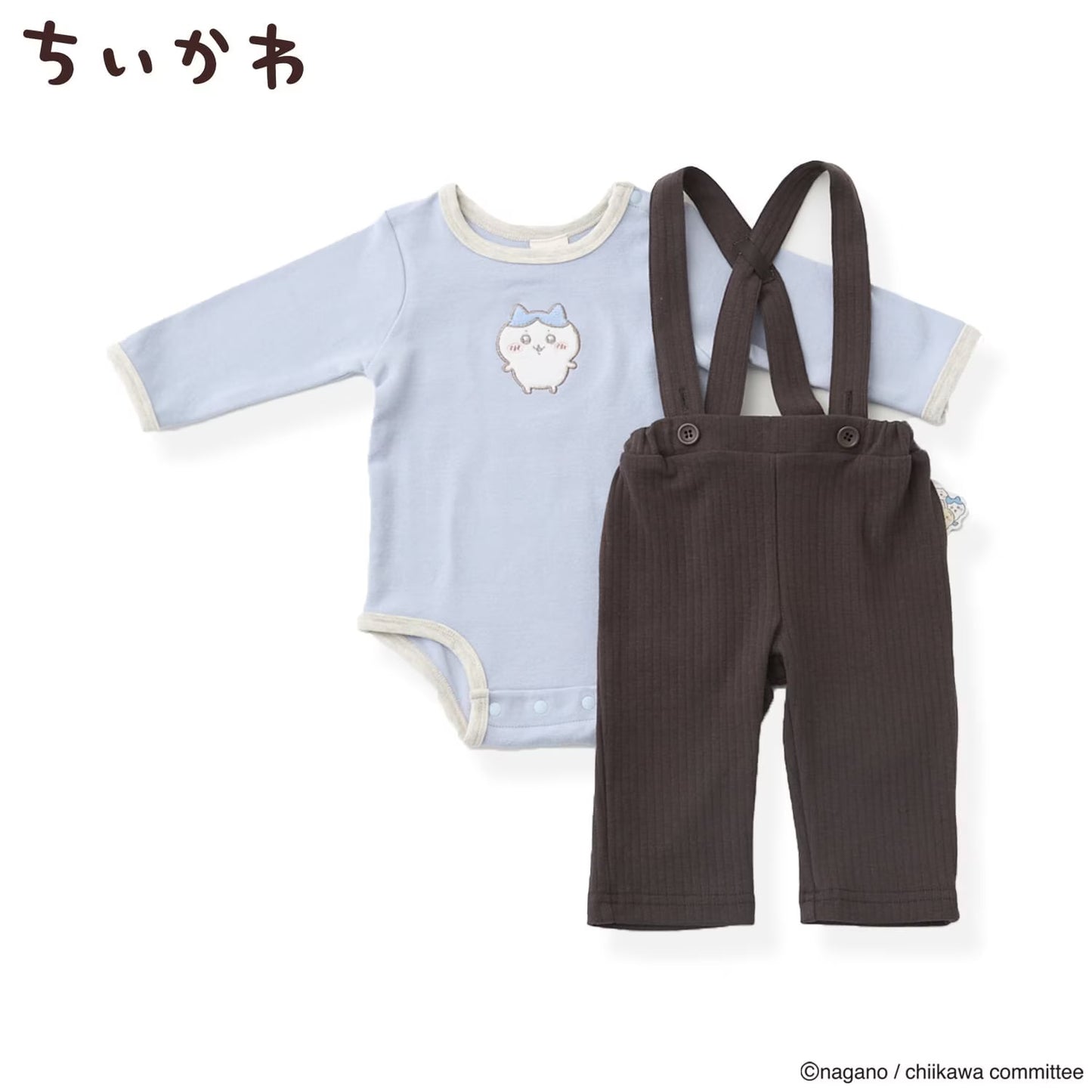 日本童裝 pe#main x【Chiikawa】連衣及吊帶長褲套裝 70-80cm 男童款 初生嬰兒 夏季 Jumpsuit Pants
