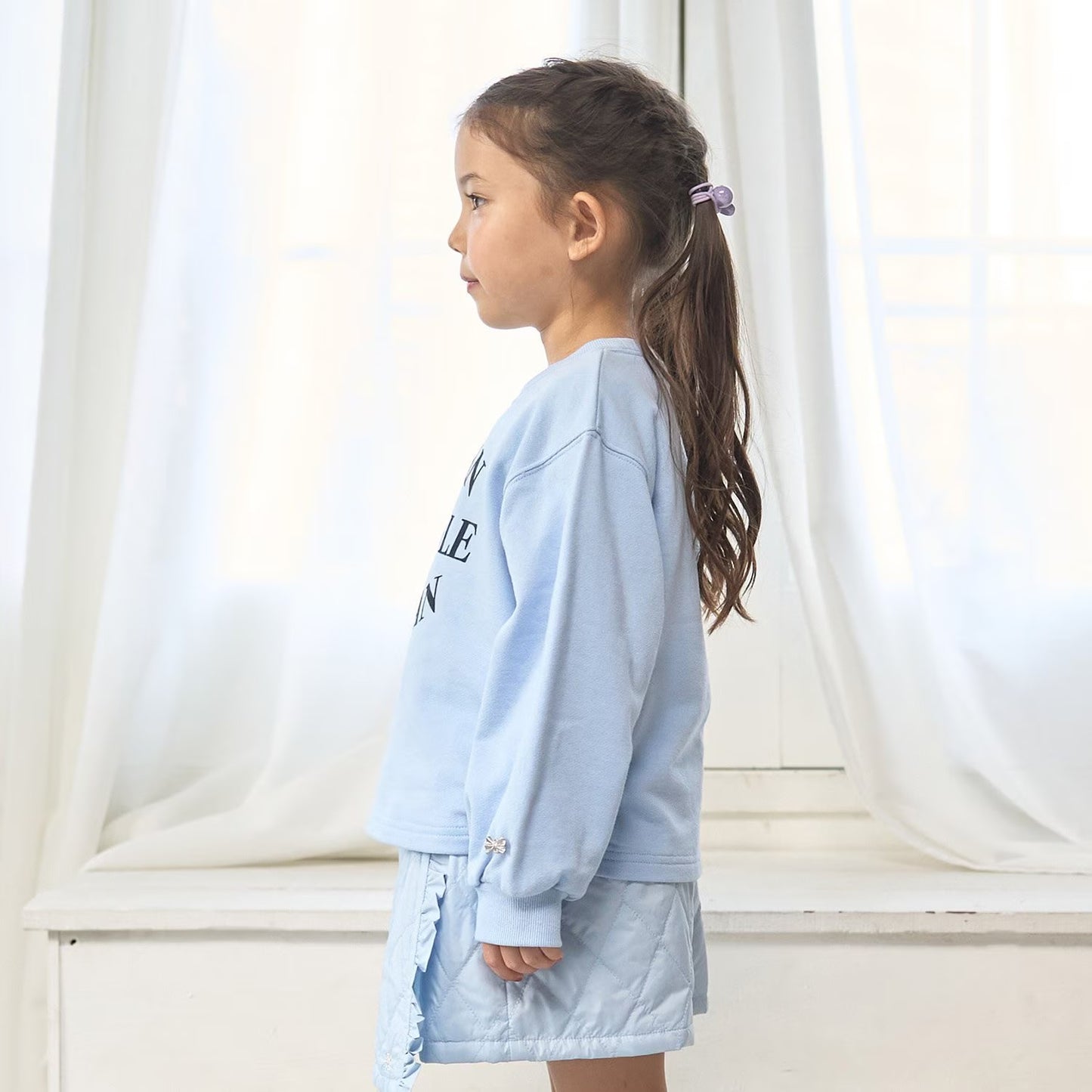 日本童裝 Ly# mine 側邊褶皺印花衛衣 100-150cm 女童款 冬季 TOPS