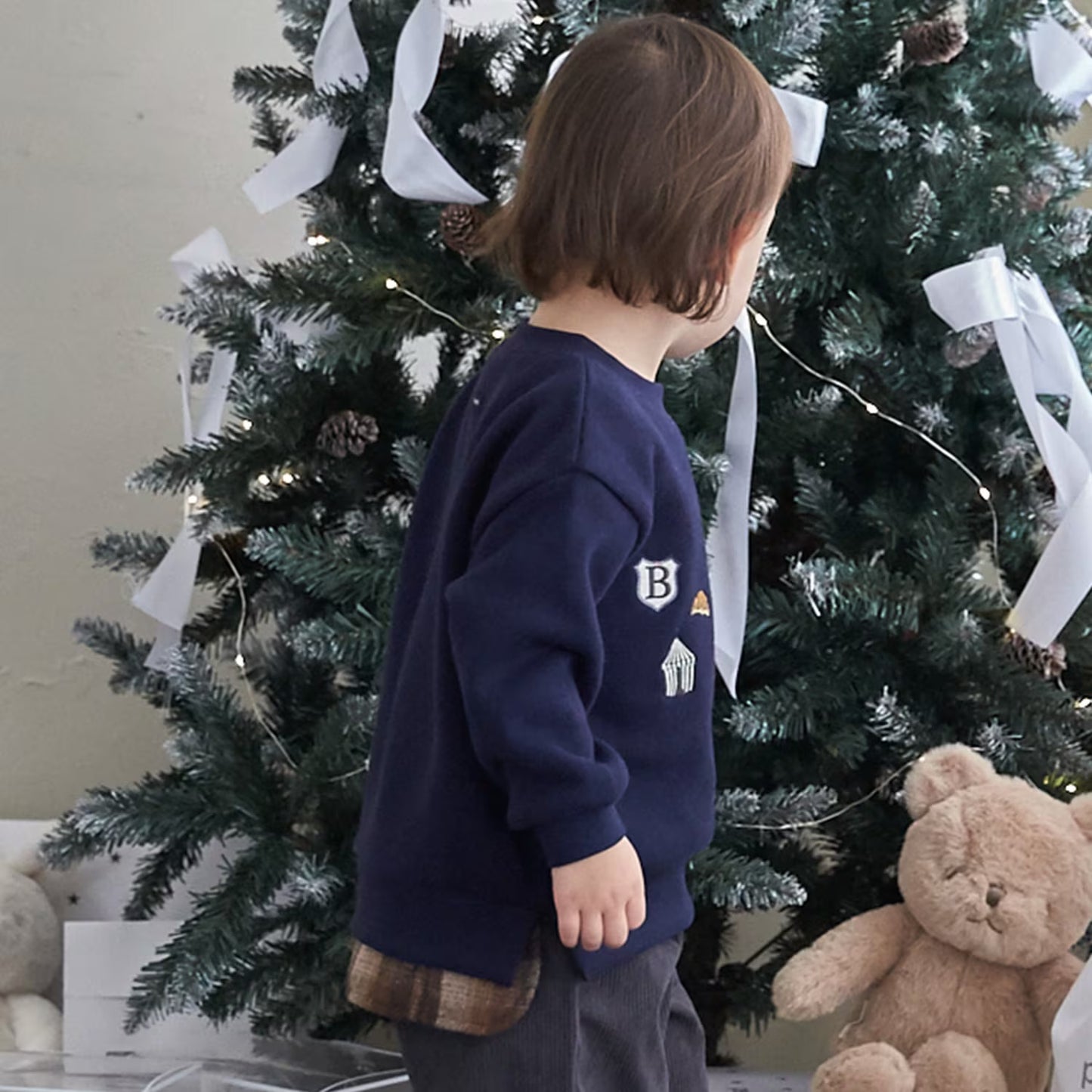 日本童裝 pe#main 假兩件熊仔衛衣 80-130cm 男童款 冬季 TOPS