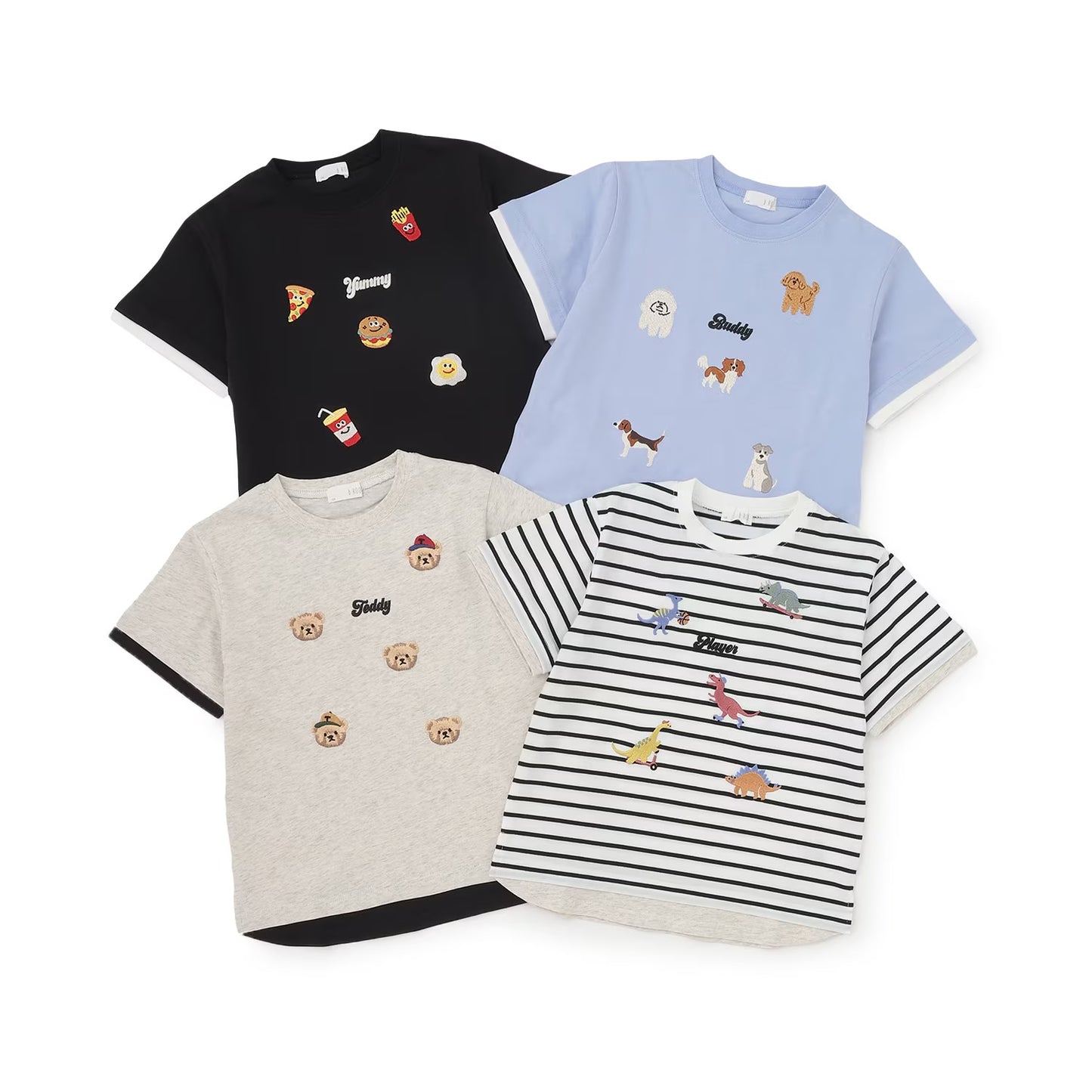 日本童裝 b・R# 假兩件刺繡圖案上衣 90-140cm 男童款 夏季 TOPS