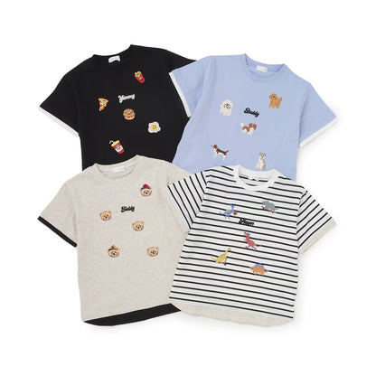 日本童裝 b・R# 假兩件刺繡圖案上衣 90-140cm 男童款 夏季 TOPS