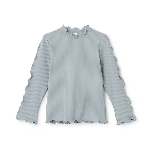 日本童裝 Ly# mine 木耳邊高領上衣 100-150cm 女童款 秋季 TOPS