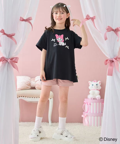 日本童裝 aF#a325 x Disney Marie 繫帶超大短袖上衣 110-160cm 女童款 夏季 TOPS DRESSES