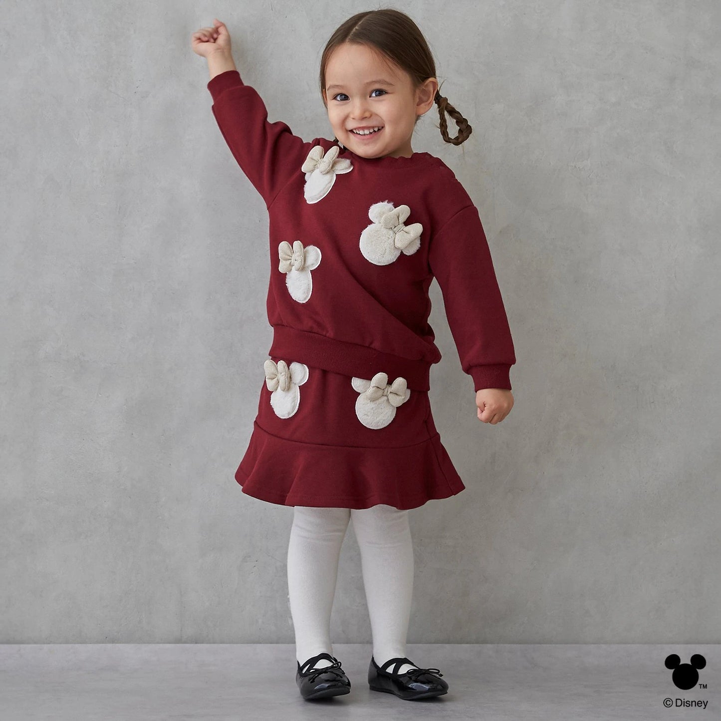 日本童裝 pe#main x Disney 毛毛圖案衛衣 80-130cm 男童款/女童款 冬季 TOPS 聖誕紅/新年紅