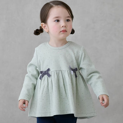 日本童裝 pe#main 抓毛蝴蝶結上衣 80-130cm 女童款 冬季 TOPS