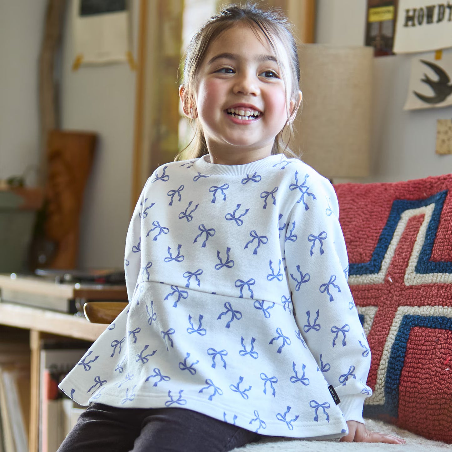 日本童裝 pe#main 印花衛衣 80-130cm 女童款 冬季 TOPS 聖誕紅/新年紅