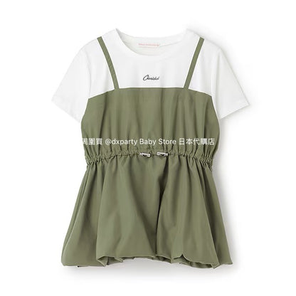 Lovetoxic Japanese children's clothing fake two-piece top 140-160cm girls summer TOPS 