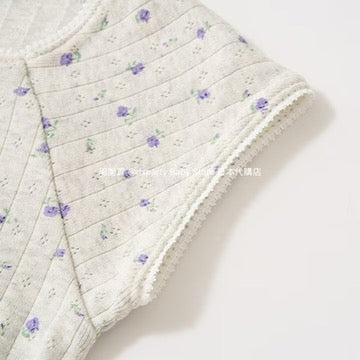 Japanese children's clothing Ly# mine floral top 100-150cm girls summer TOPS 