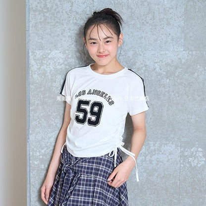 Lovetoxic Japanese children's clothing drawstring top 130-170cm girls summer TOPS 