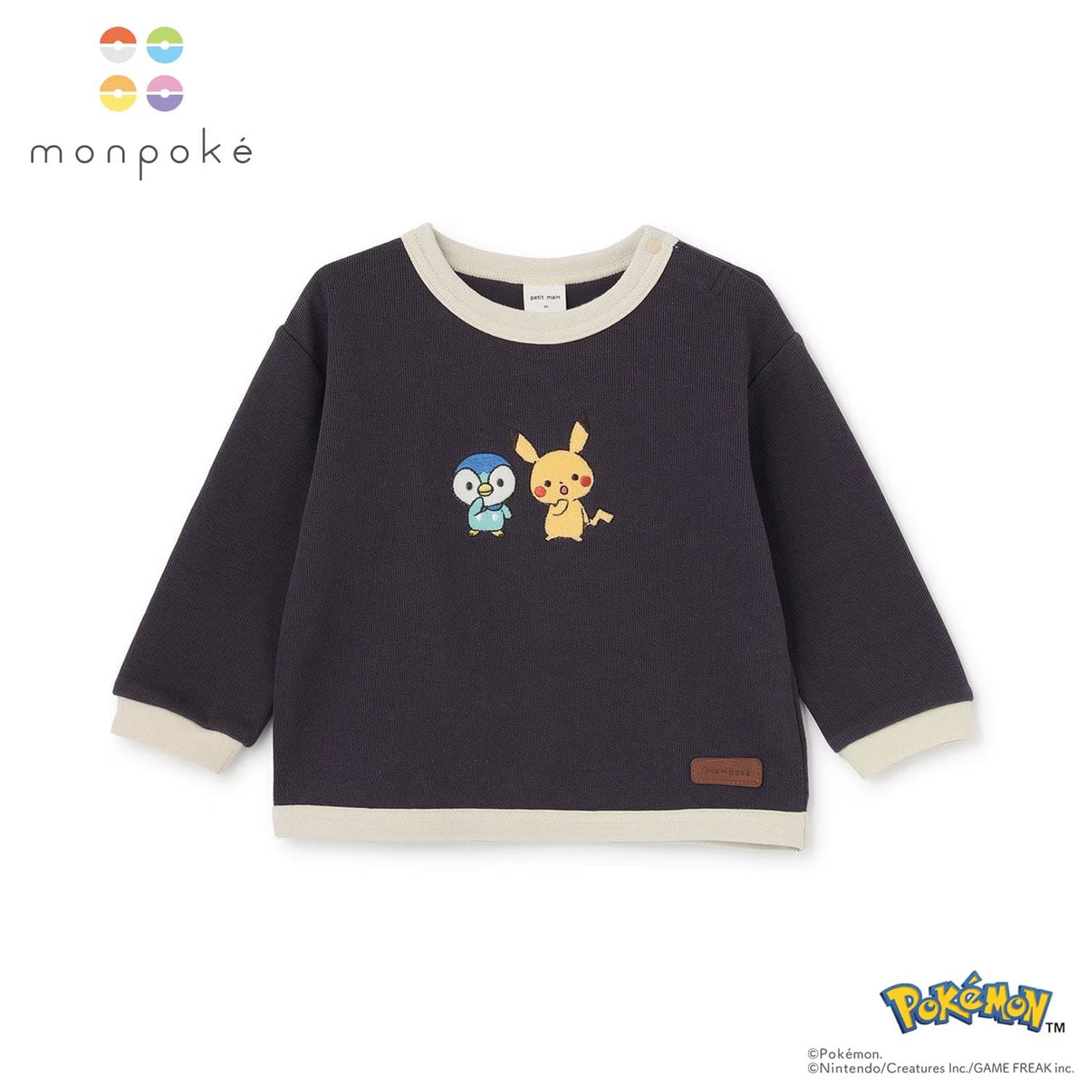 日本童裝 pe#main x【monpoke】貼花長袖上衣 80-120cm 男童款/女童款 秋季 TOPS