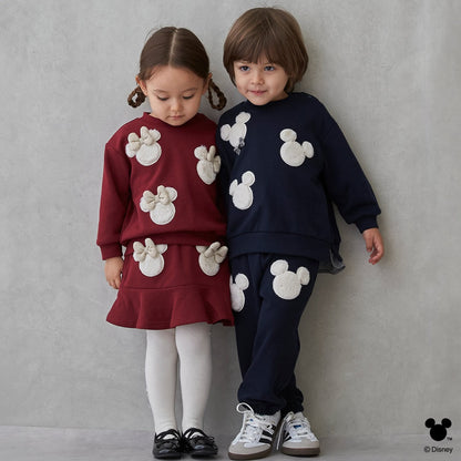 日本童裝 pe#main x Disney 毛毛圖案短裙 80-130cm 女童款 冬季 SKIRTS 聖誕紅/新年紅