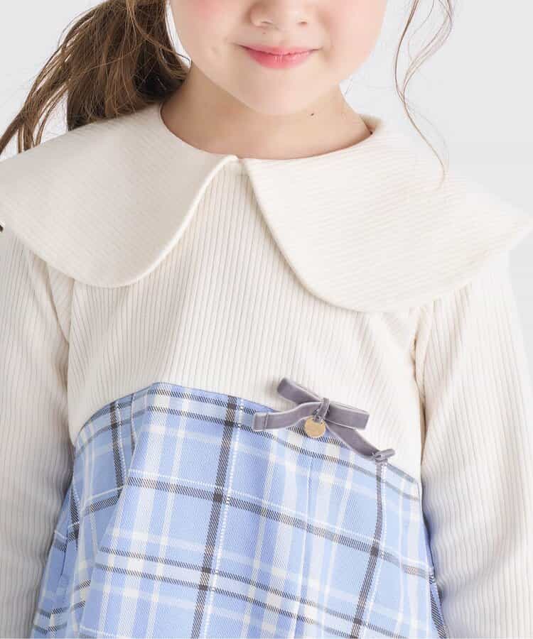 日本童裝 apres les cours 披肩格紋連身裙 80-140cm 女童款 冬季 DRESSES 聖誕紅/新年紅