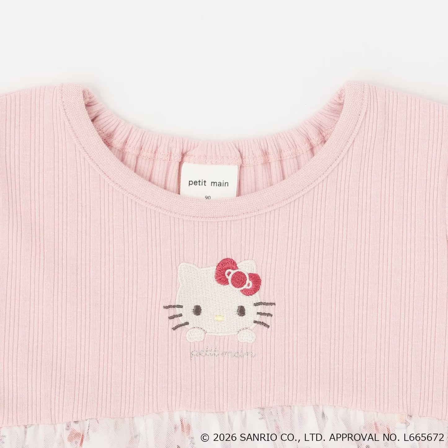 日本童裝 pe#main x 【Sanrio】刺繡拼紗上衣 80-130cm 女童款 夏季 TOPS