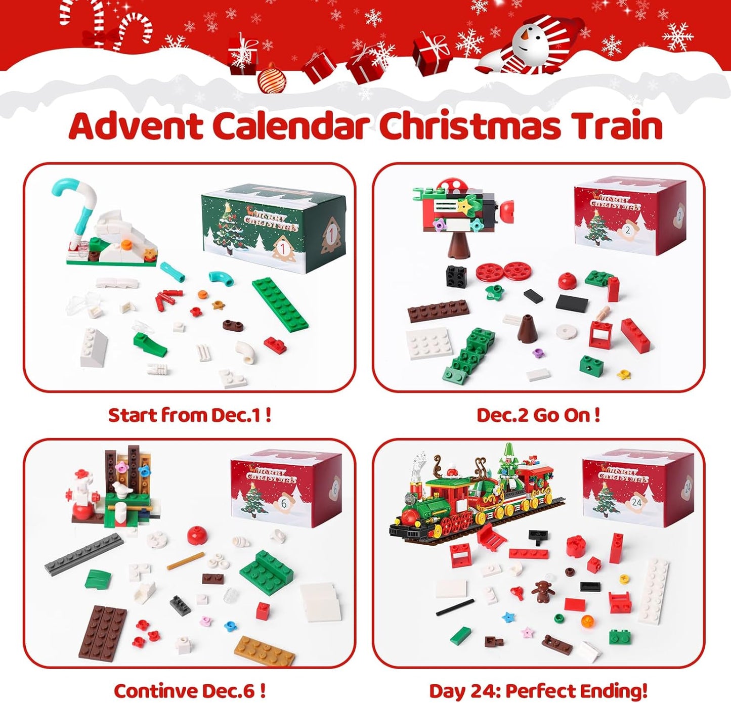 英美直送 Christmas Train Building Blocks Set 聖誕倒數日曆 大人款/兒童款 聖誕快樂特輯 聖誕倒數日曆A 不參與$900免運 滿$900可加$25免運 Christmas Advent Calendars 2025
