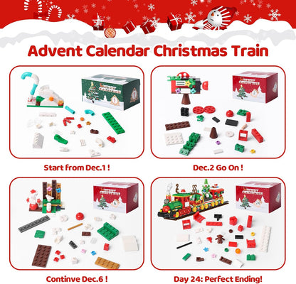 英美直送 Christmas Train Building Blocks Set 聖誕倒數日曆 大人款/兒童款 聖誕快樂特輯 聖誕倒數日曆A 不參與$900免運 滿$900可加$25免運 Christmas Advent Calendars 2025