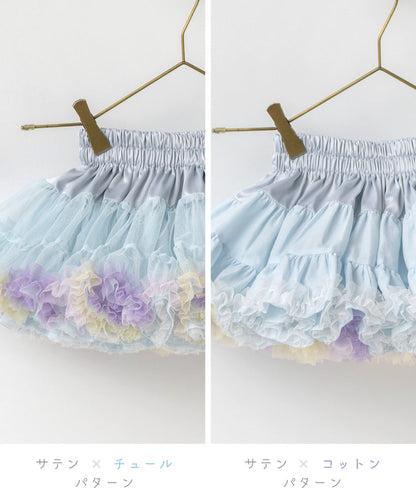 日本童裝 panpantutu 2Way雙面 藍色花瓣 tutu裙 70-135cm 女童款 初生嬰兒 夏季 SKIRTS