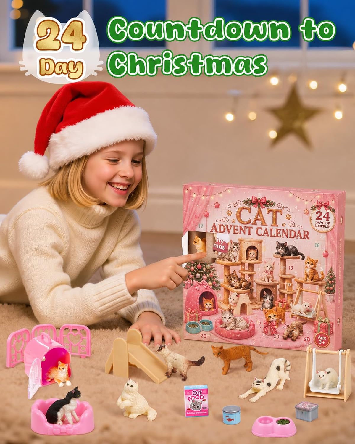 日英美直送 Cute Kitty Figurines & Playground Advent Calendar 聖誕倒數日曆 兒童款 聖誕快樂特輯 不參與$900免運 滿$900可加$25免運到順豐站/智能櫃 Christmas Advent Calendars 2026