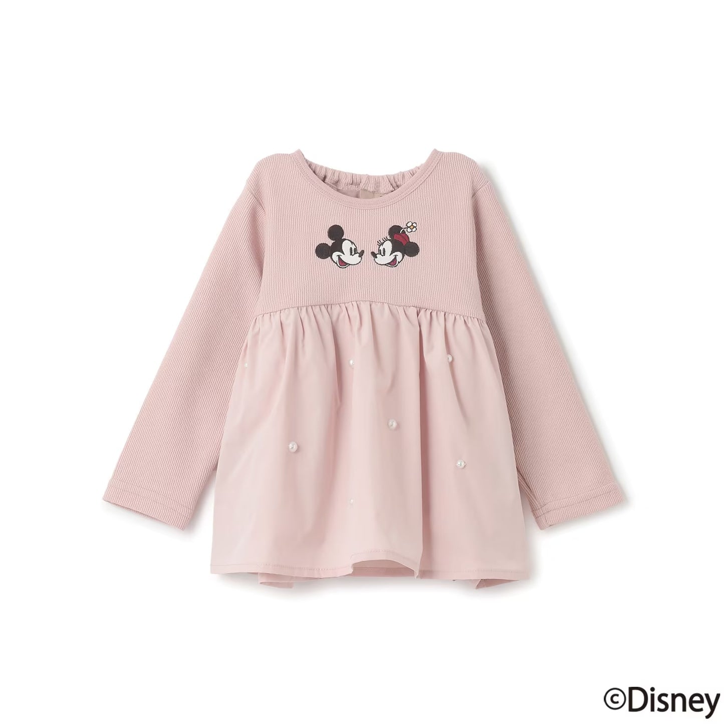 日本童裝 pe#main x Disney 珍珠拼接上衣 80-130cm 女童款 秋季 TOPS
