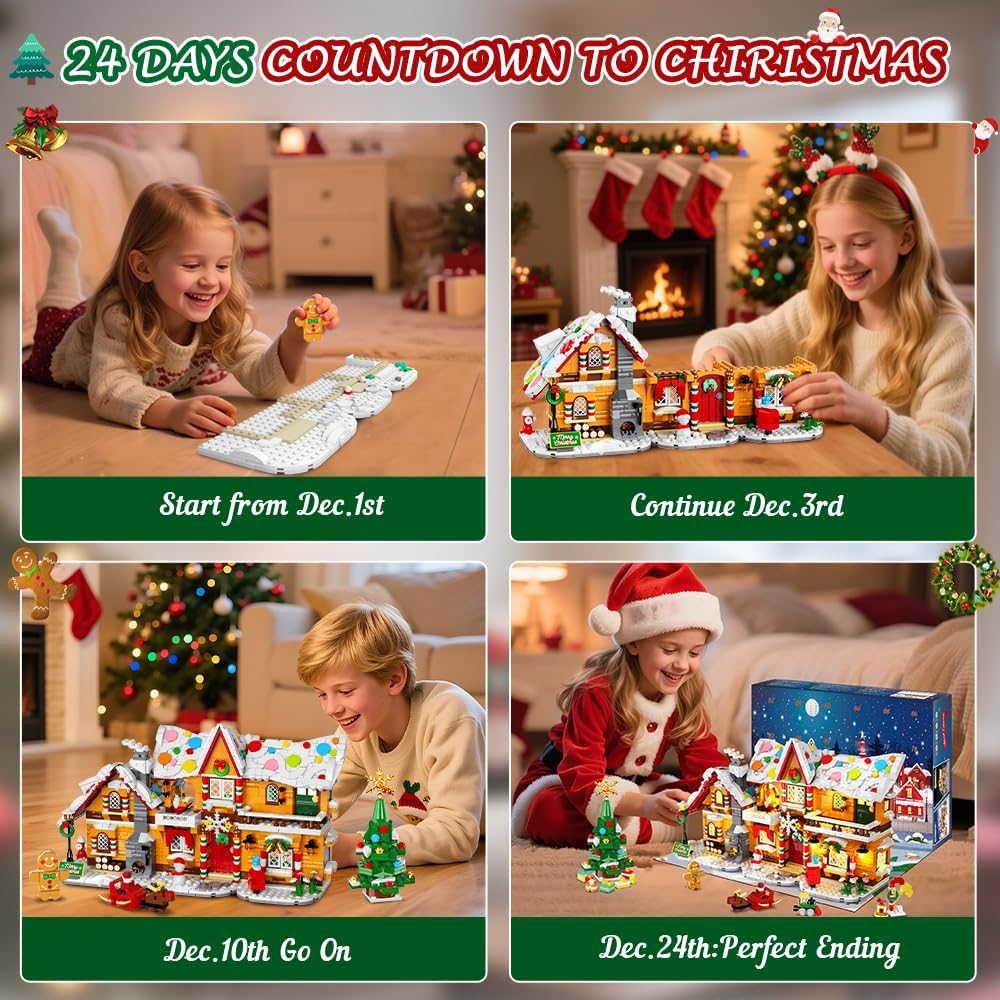 英美直送 LED Gingerbread House Mini Building Set 聖誕倒數日曆 大人款/兒童款 聖誕快樂特輯 聖誕倒數日曆A 不參與$900免運 滿$900可加$25免運 Christmas Advent Calendars 2025