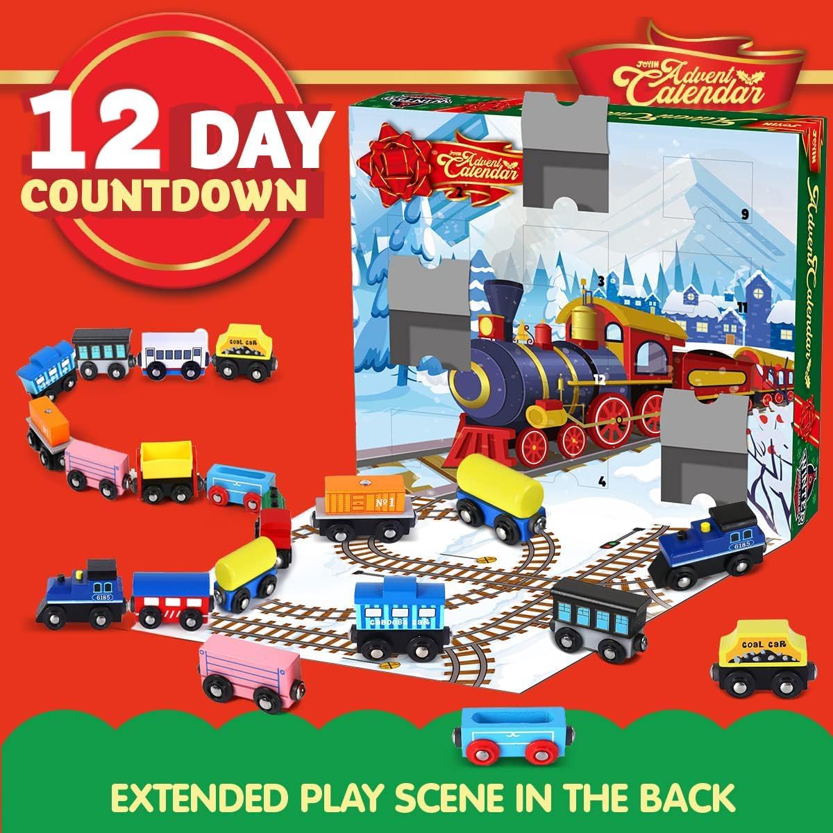英美直送 12 Days Wooden Train Cars Magnetic Train Sets 聖誕倒數日曆 兒童款 聖誕快樂特輯 聖誕倒數日曆A 不參與$900免運 滿$900可加$25免運 Christmas Advent Calendars 2025