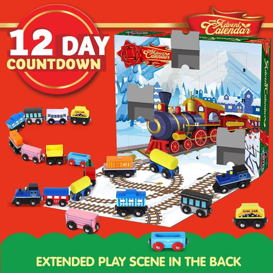 英美直送 12 Days Wooden Train Cars Magnetic Train Sets 聖誕倒數日曆 兒童款 聖誕快樂特輯 聖誕倒數日曆A 不參與$900免運 滿$900可加$25免運 Christmas Advent Calendars 2025