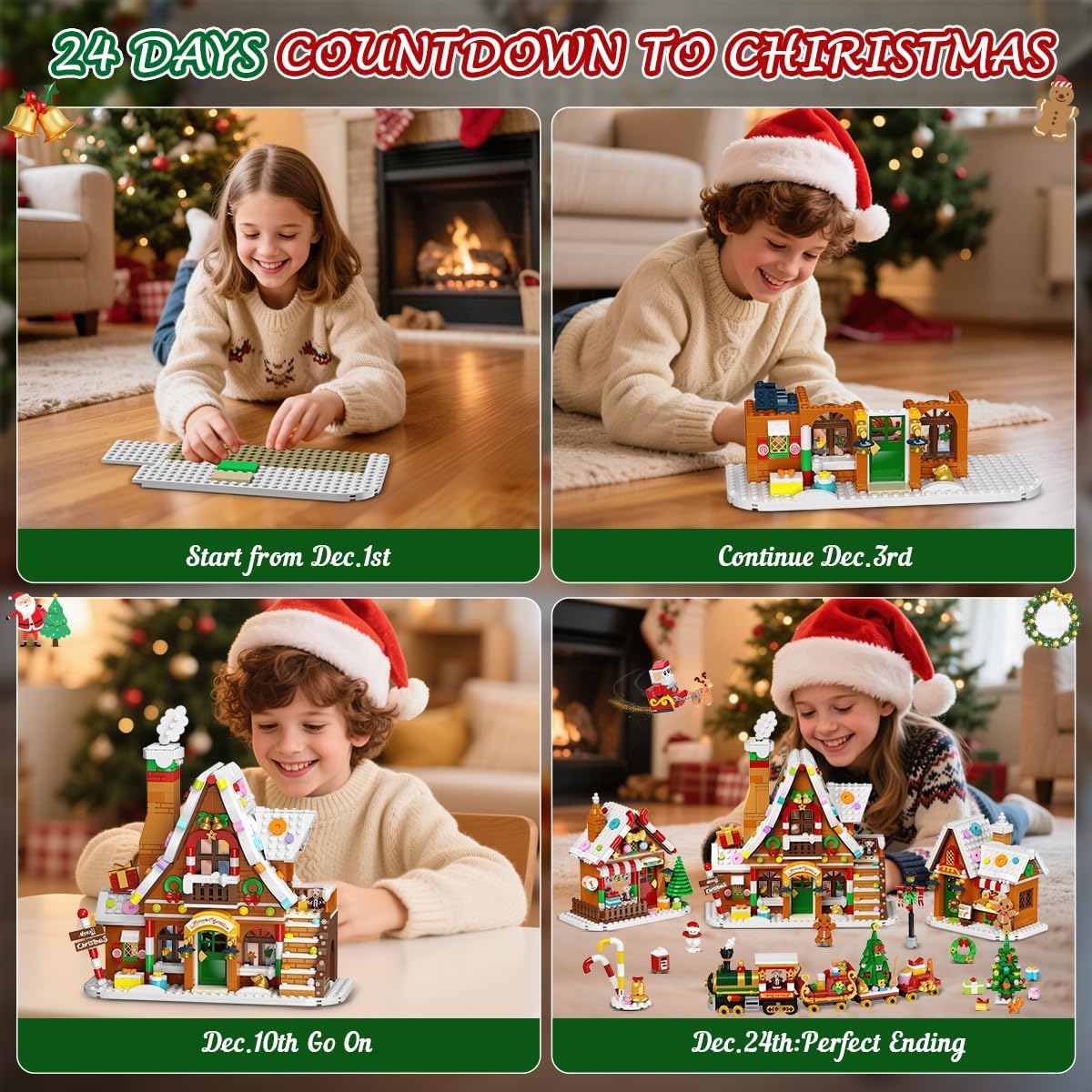 英美直送 LED Gingerbread House Mini Building Set  聖誕倒數日曆 大人款/兒童款 聖誕快樂特輯 聖誕倒數日曆A 不參與$900免運 滿$900可加$25免運 Christmas Advent Calendars 2025