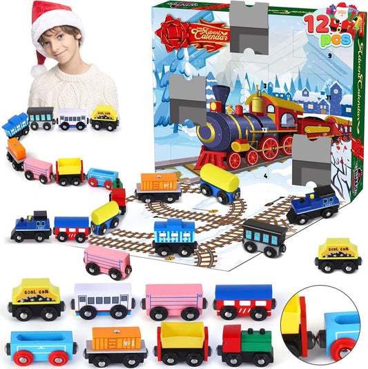 英美直送 12 Days Wooden Train Cars Magnetic Train Sets 聖誕倒數日曆 兒童款 聖誕快樂特輯 聖誕倒數日曆A 不參與$900免運 滿$900可加$25免運 Christmas Advent Calendars 2025