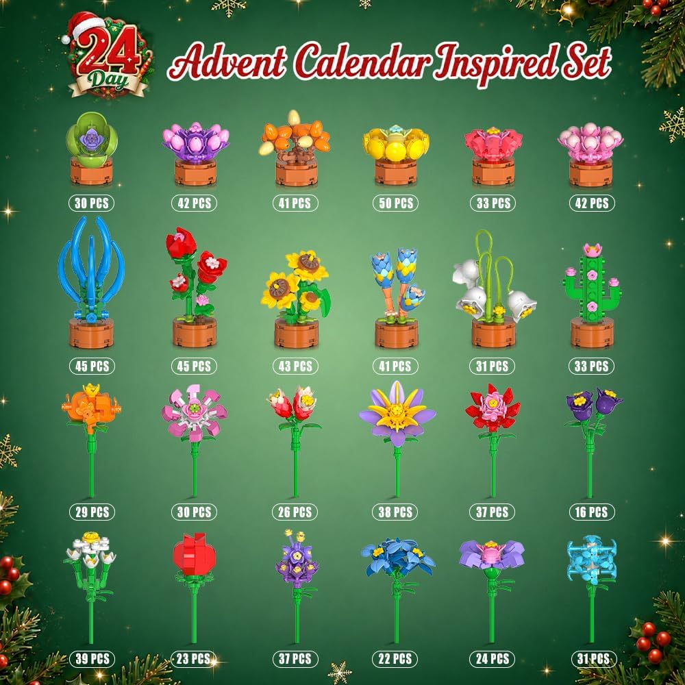 日英美直送 Flowers Botanicals Christmas Building Sets Advent Calendar 聖誕倒數日曆 大人款/兒童款 聖誕快樂特輯 不參與$900免運 滿$900可加$25免運到順豐站/智能櫃 Christmas Advent Calendars 2026