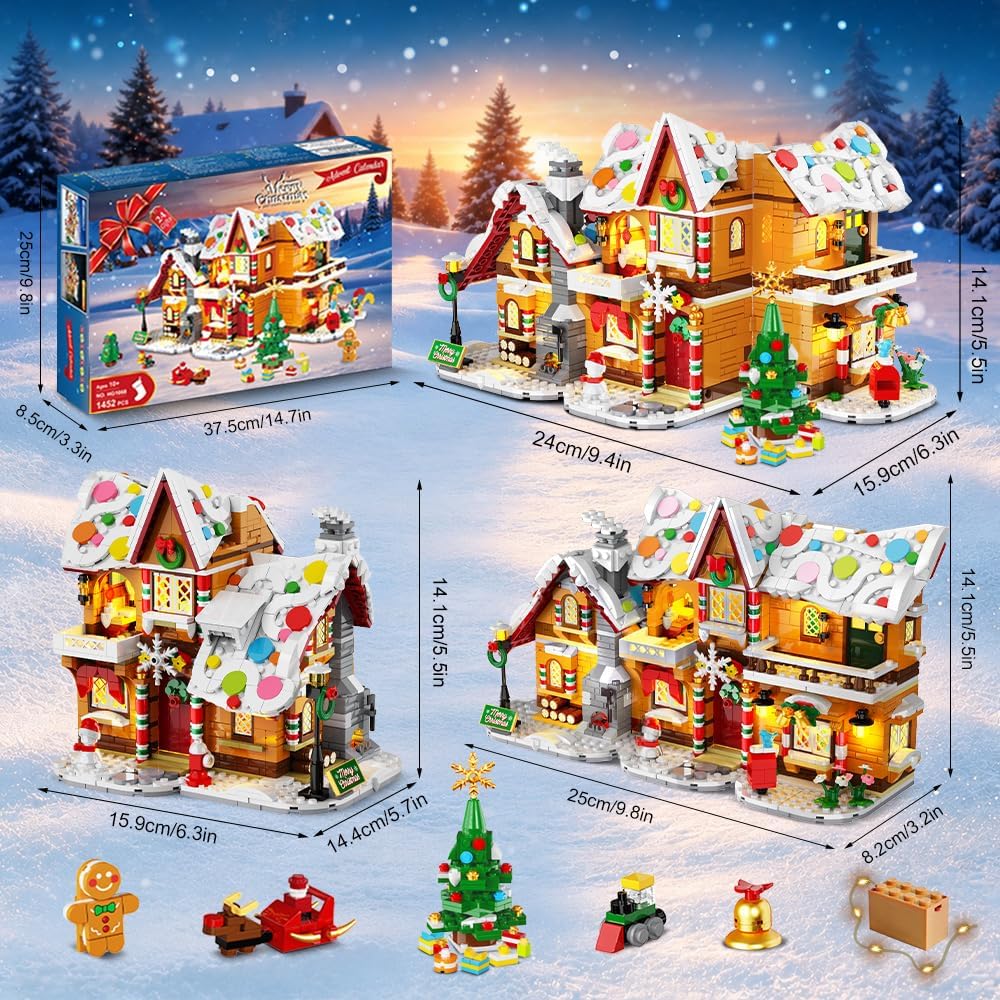 日英美直送 LED 3 Style Gingerbread House Mini Building Set Advent Calendar 聖誕倒數日曆 大人款/兒童款 聖誕快樂特輯 不參與$900免運 滿$900可加$25免運到順豐站/智能櫃 Christmas Advent Calendars 2026